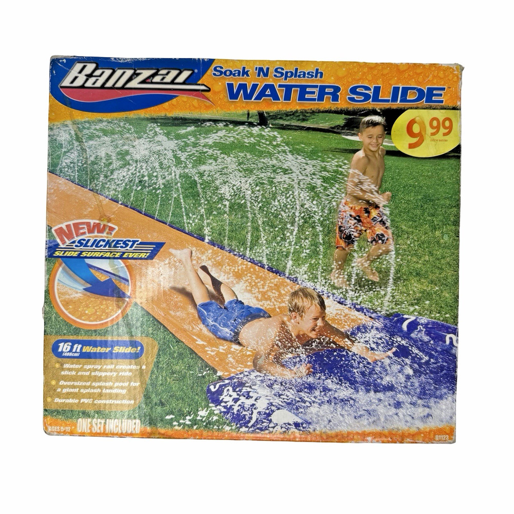 Vintage Banzai Soak ‘N Splash Water Slide 16 Ft ToyQuest Unused In Box